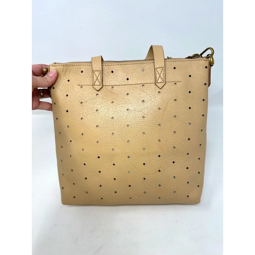 Madewell The Transport Crossbody Bag Geo Holepunch Edition Tan